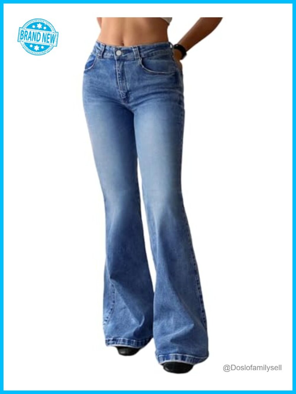 EMMIOL Women's Bootcut Flare Jeans Mid-High Waisted Stretchy Denim Pants